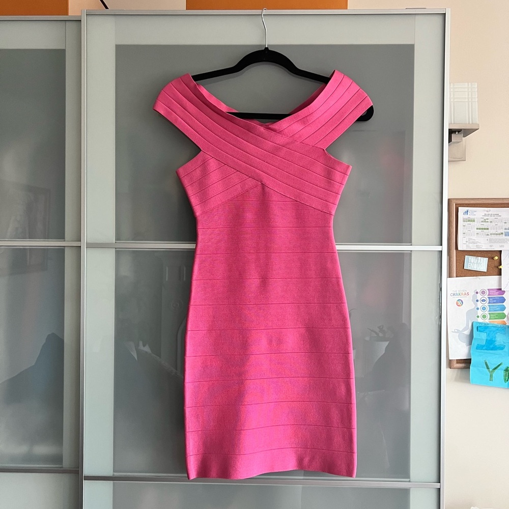Pink bandage mini dress